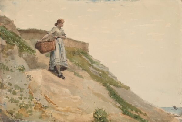 Girl Carrying a Basket - by Winslow Homer