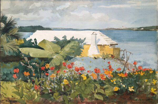 Flower Garden and Bungalow, Bermuda - by Winslow Homer