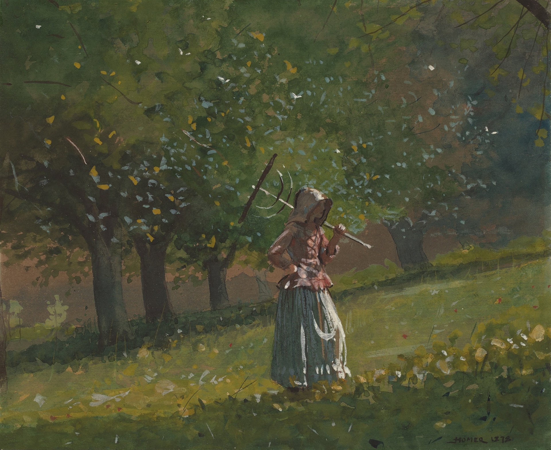 Girl with Hay Rake - by Winslow Homer