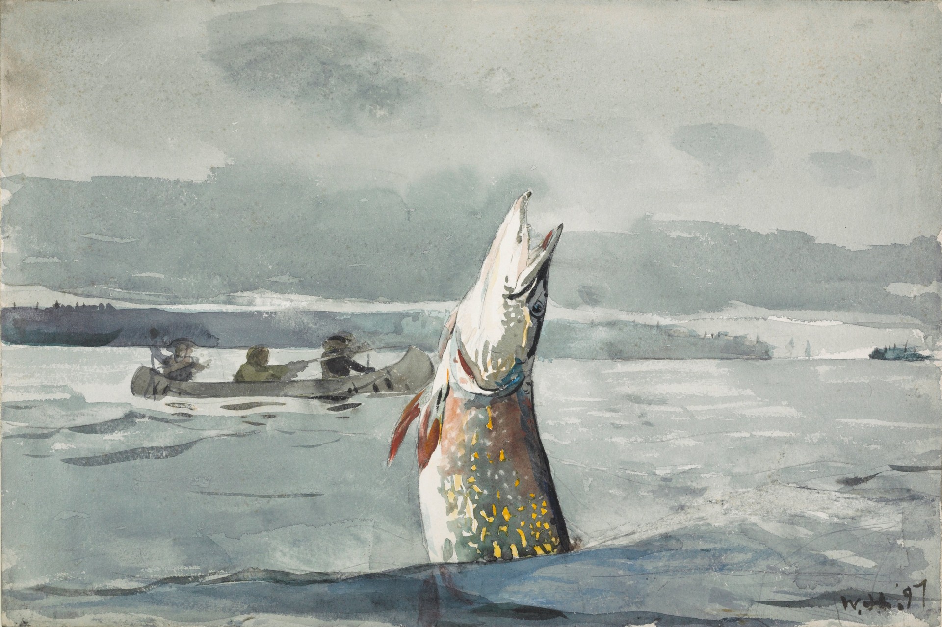 Pike, Lake St. John (Ouananiche Fishing) - by Winslow Homer