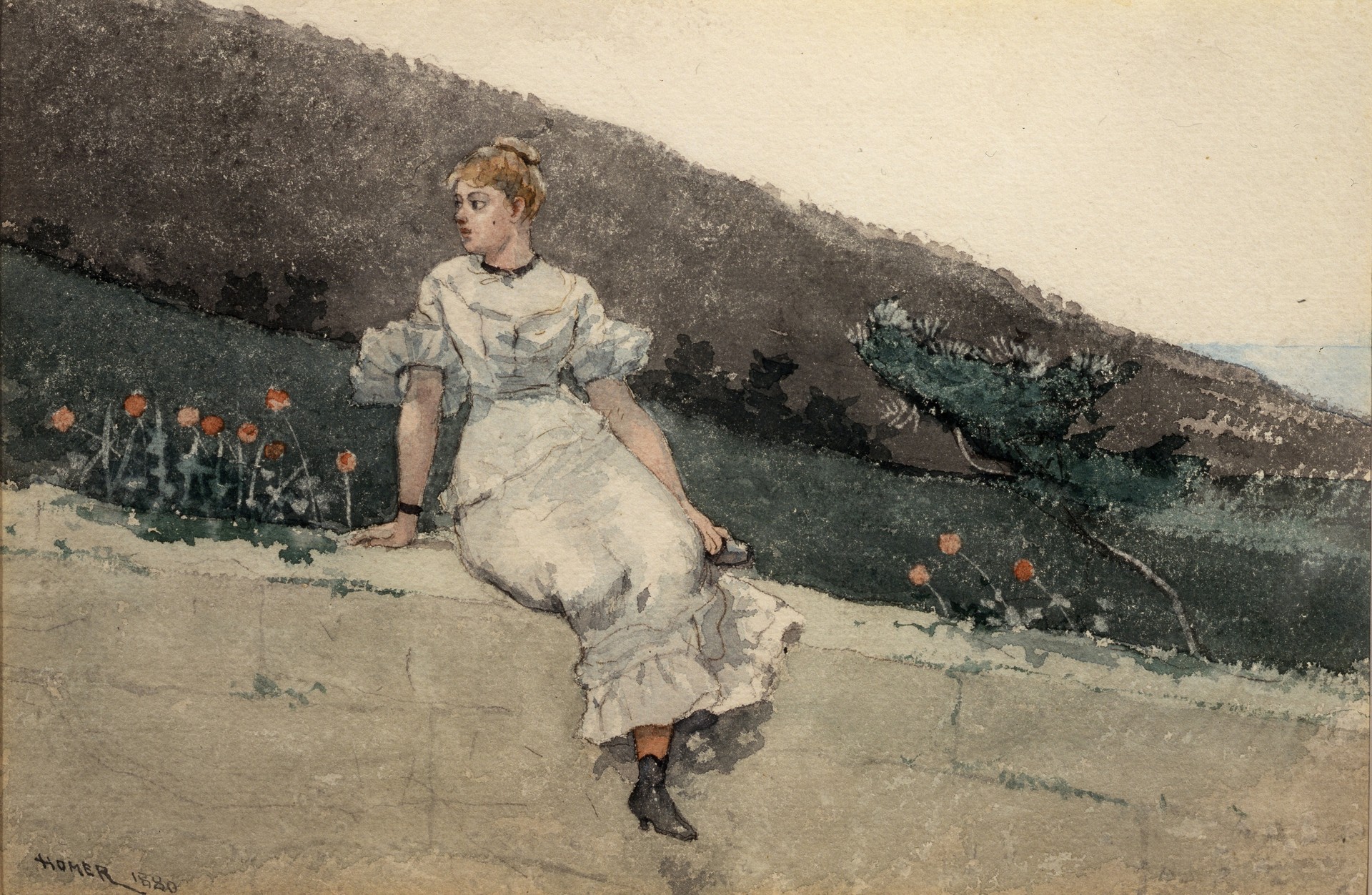 The Garden Wall - by Winslow Homer