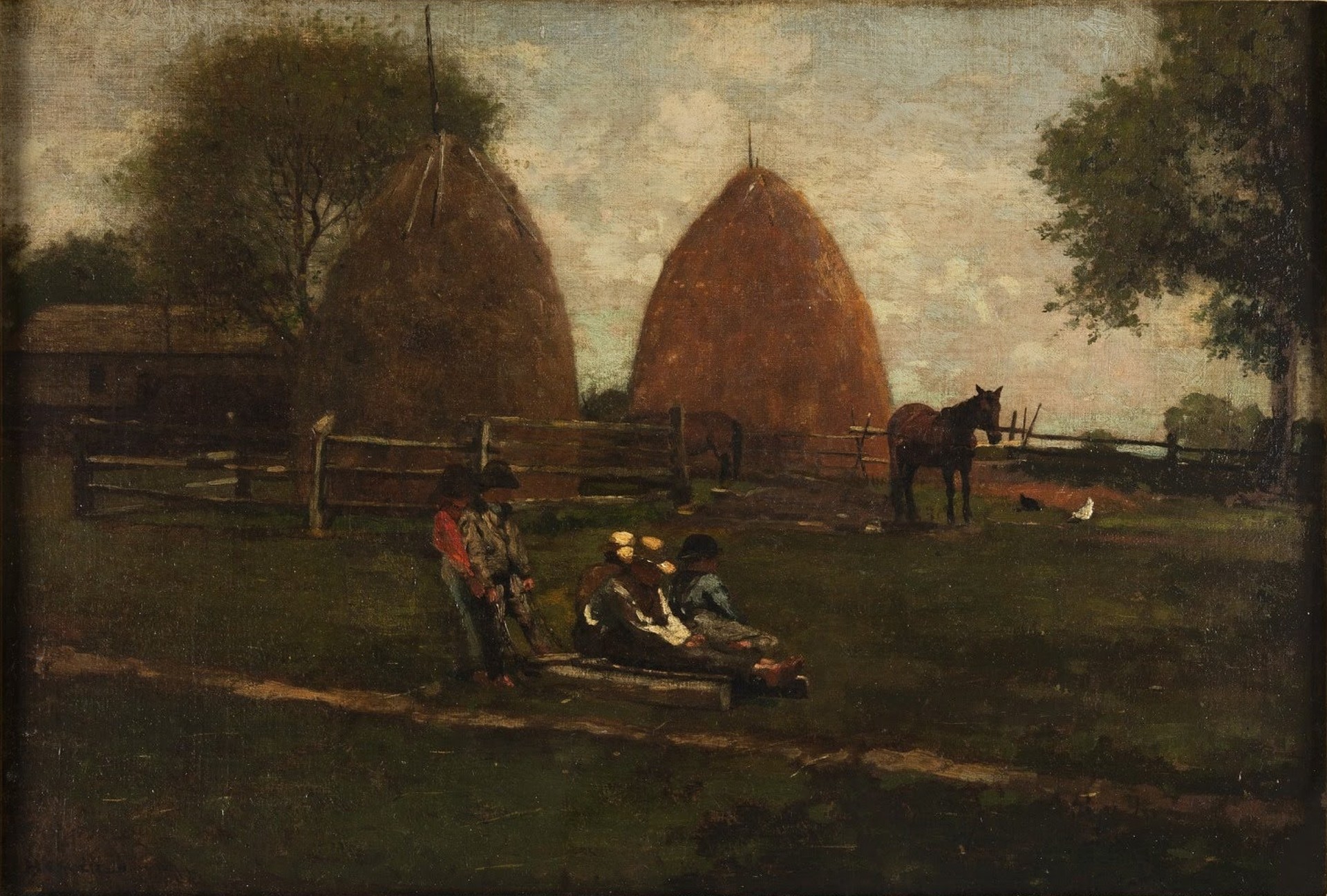 Haystacks and Children - by Winslow Homer