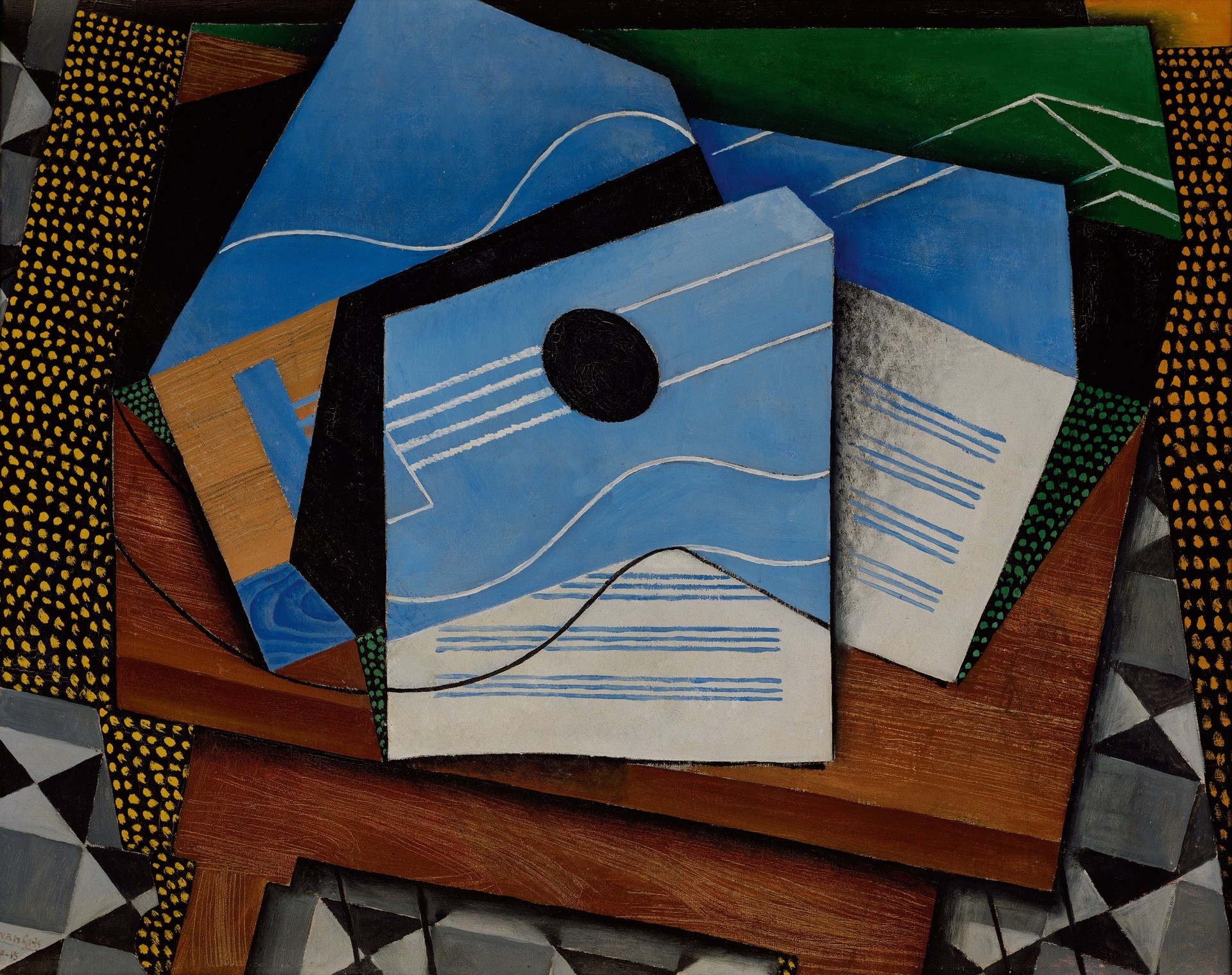 Guitar on a Table - by Juan Gris