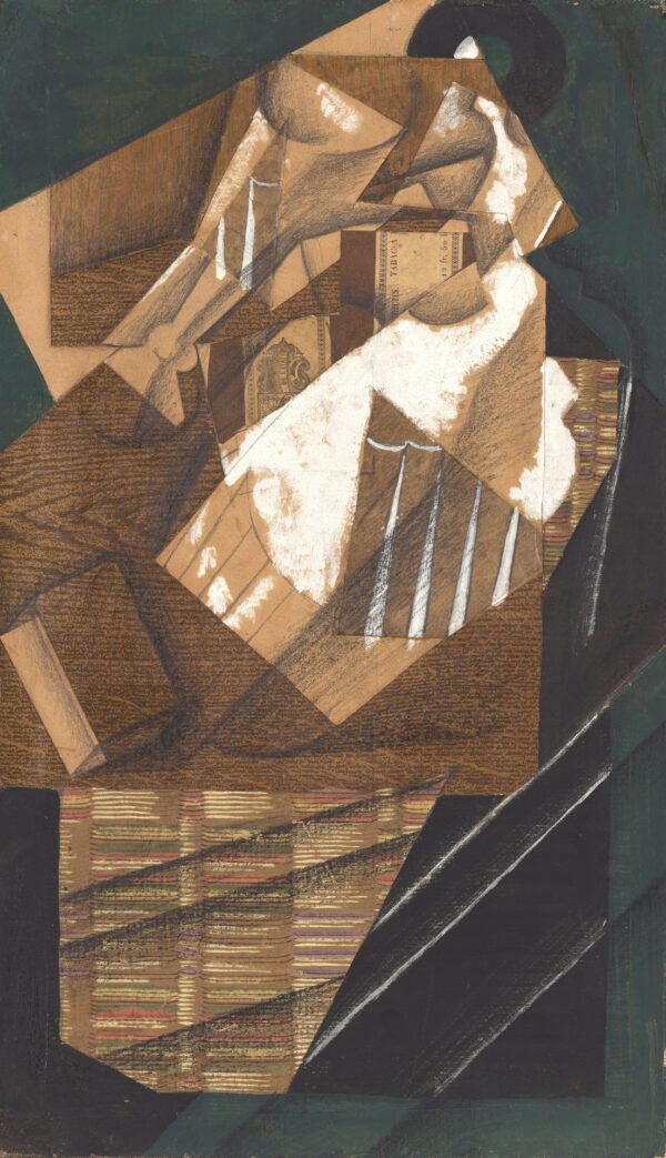 Carafe, Glass, and Packet of Tobacco - by Juan Gris
