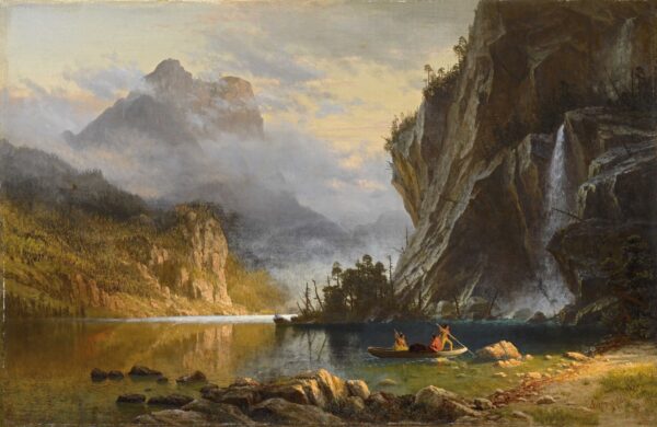 Indians Spear Fishing - by Albert Bierstadt