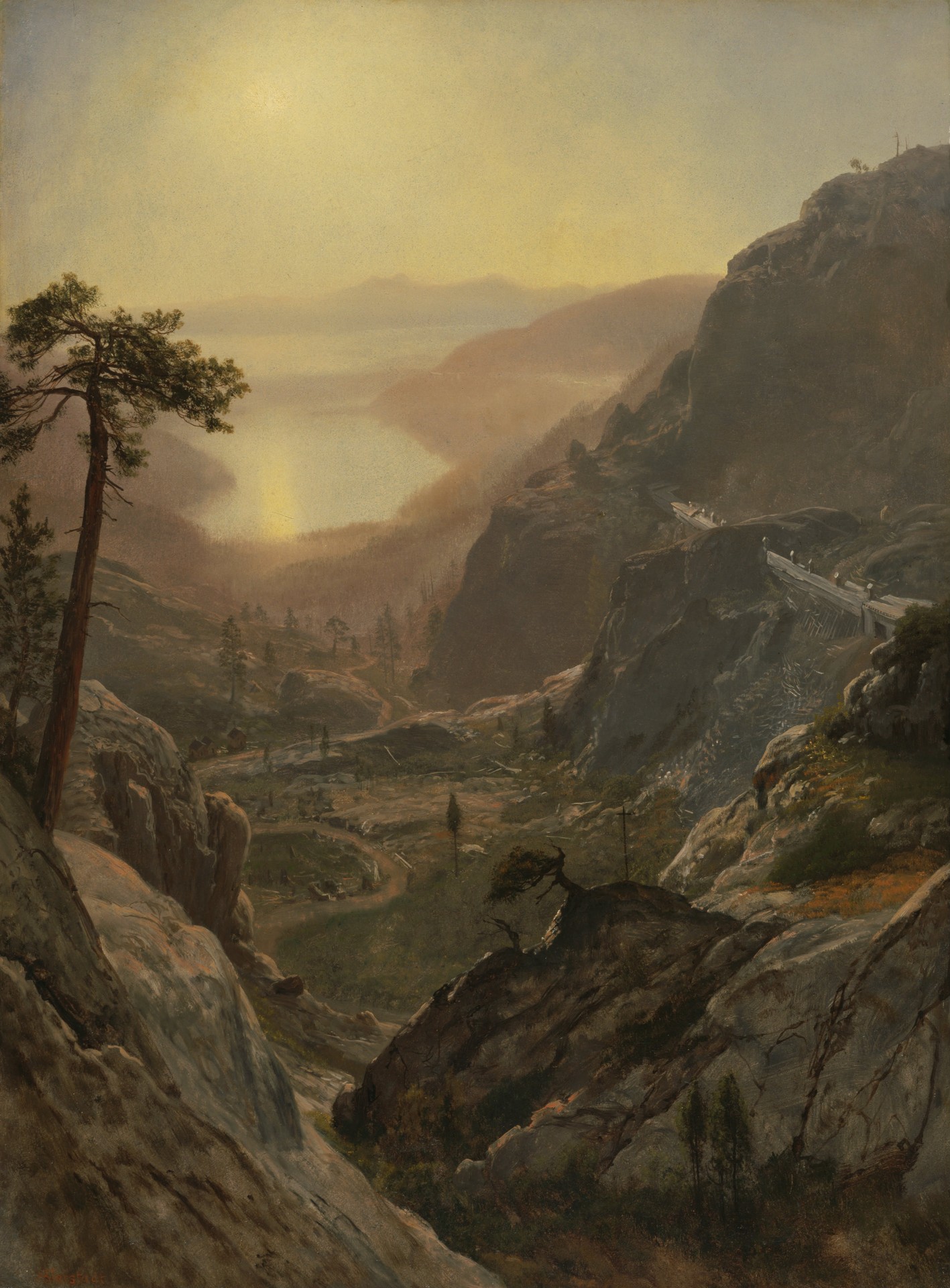 View of Donner Lake, California - by Albert Bierstadt
