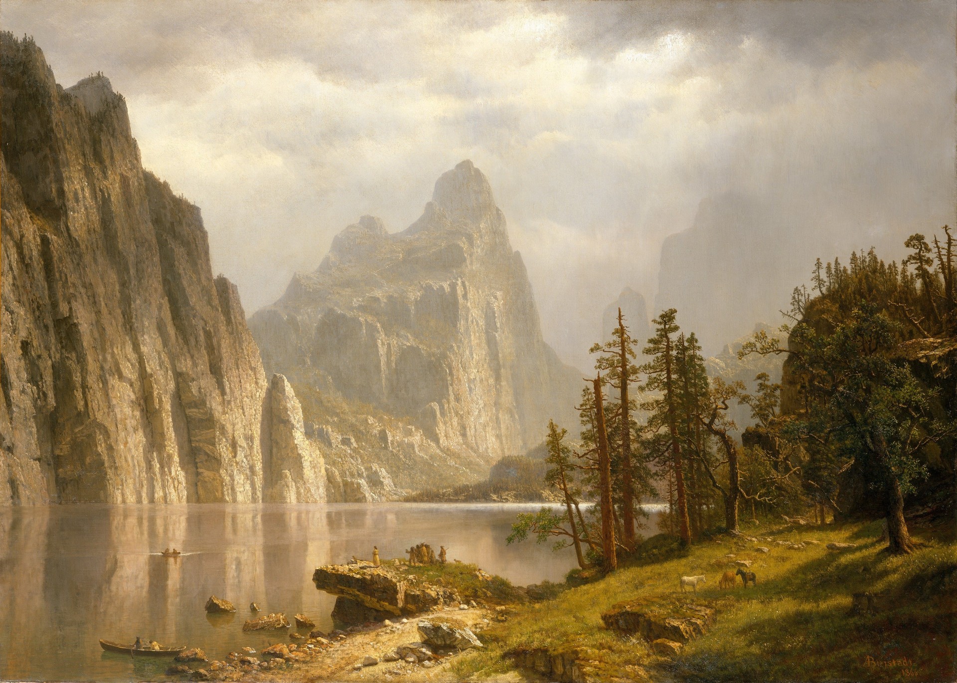 Merced River, Yosemite Valley - by Albert Bierstadt