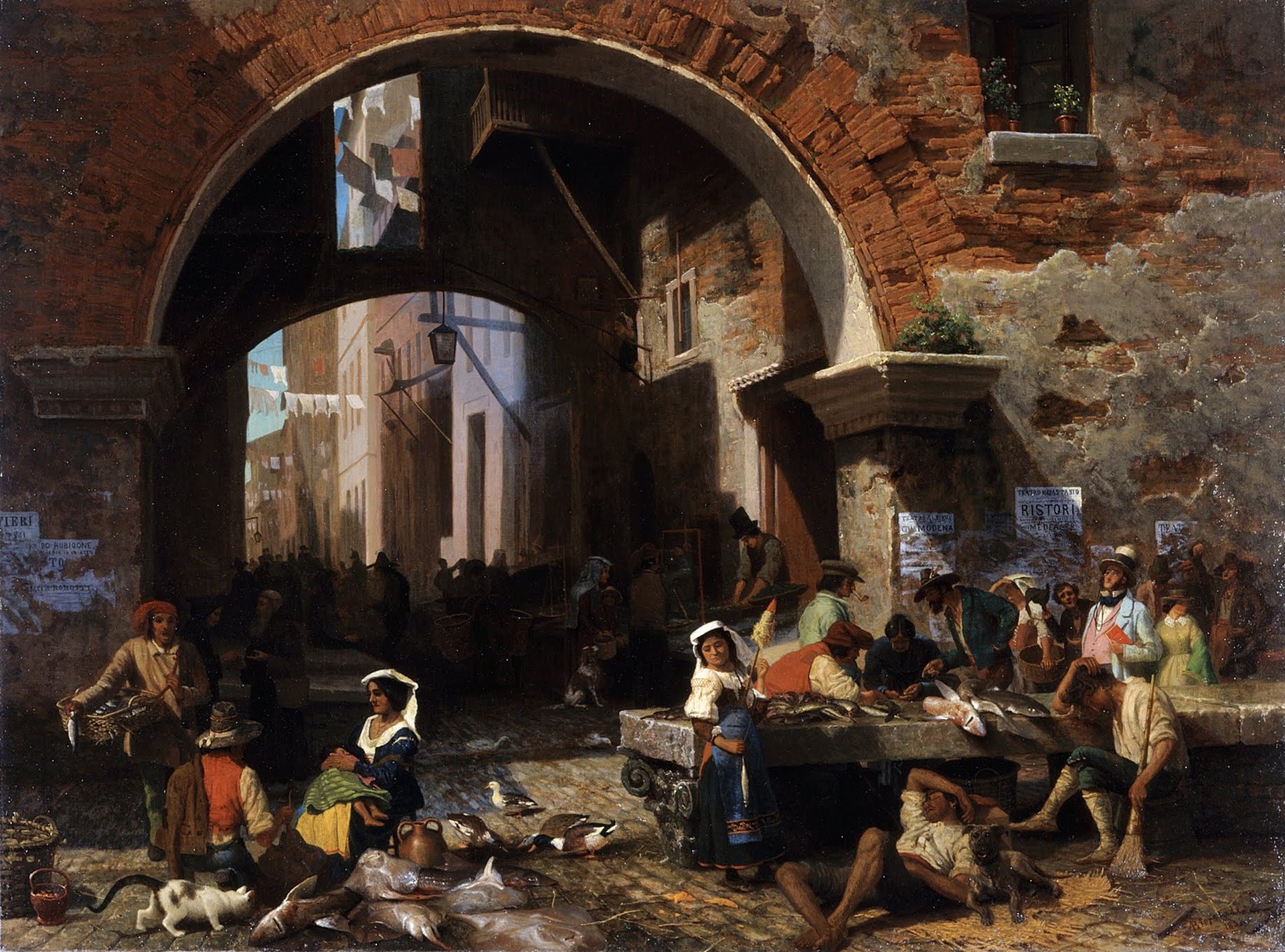 Roman Fish Market. Arch of Octavius - by Albert Bierstadt