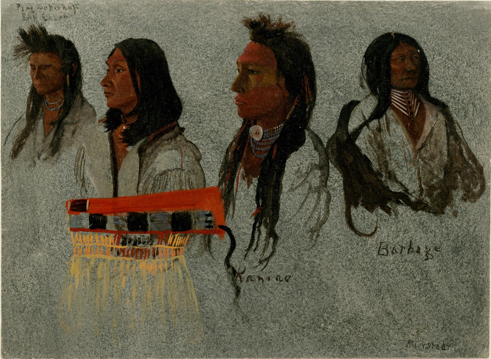 Four Portraits of North American Indians - by Albert Bierstadt