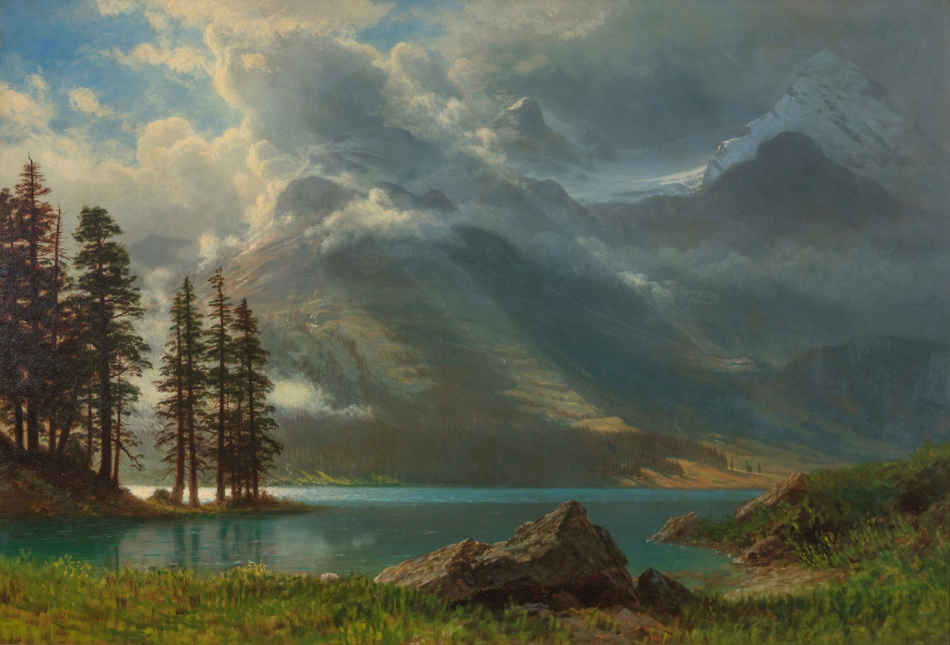 Scenery in the Grand Tetons - by Albert Bierstadt