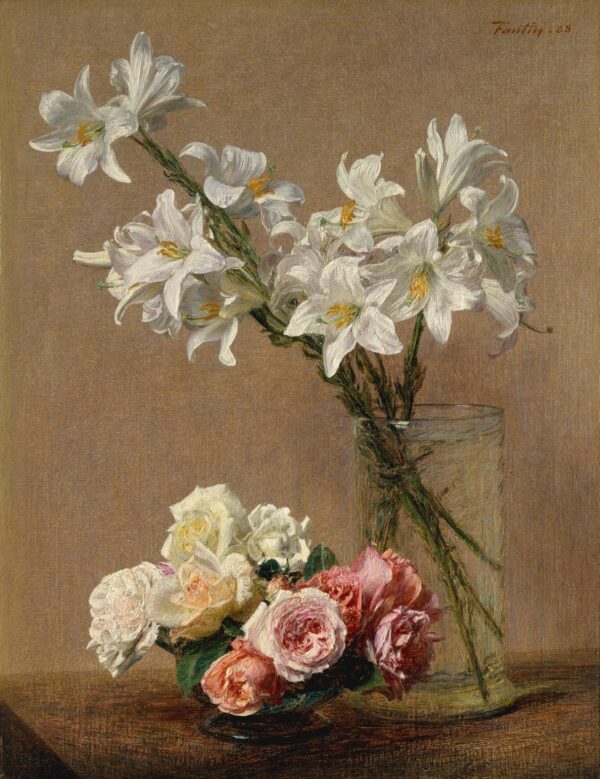Roses and Lilies - by Henri Fantin-Latour