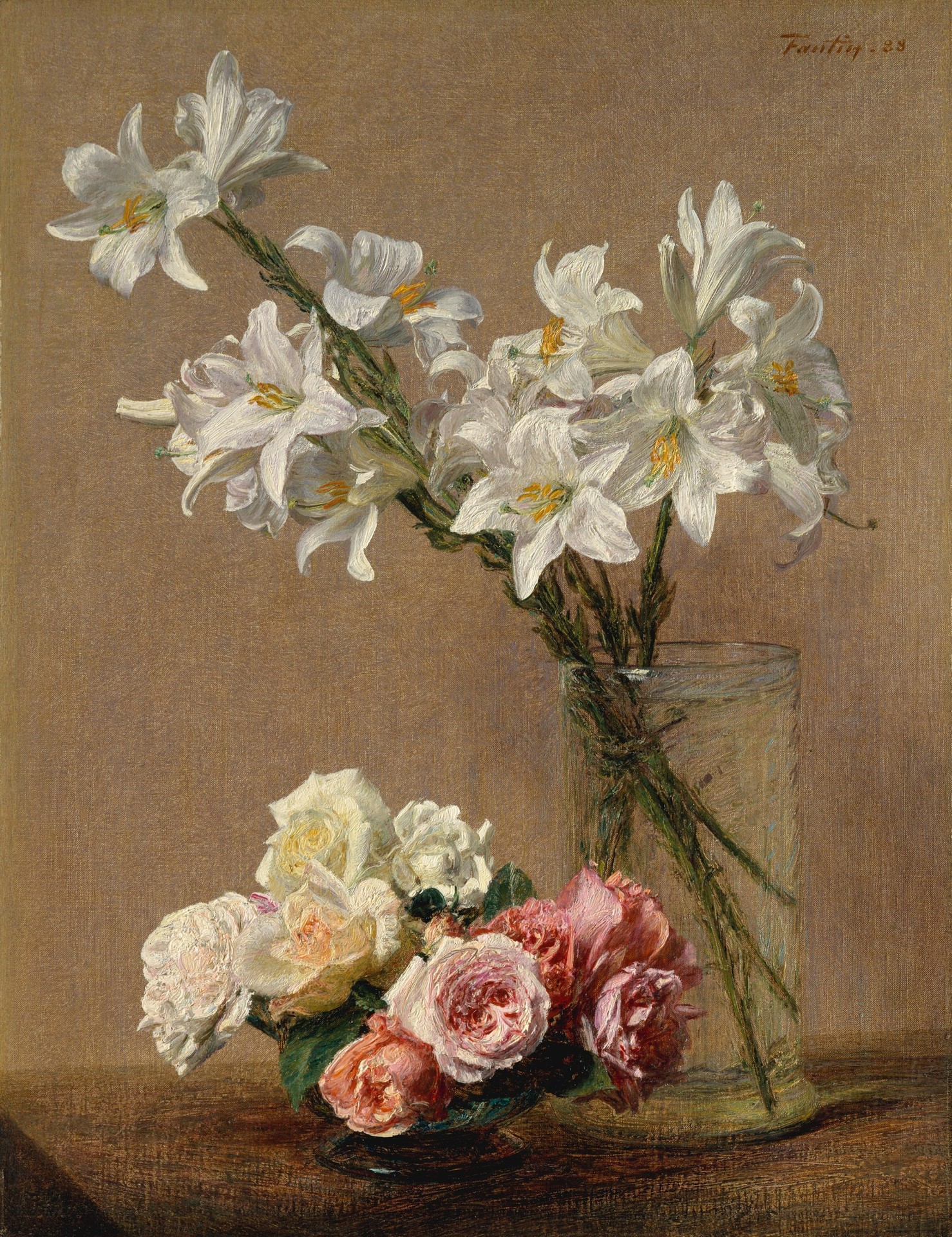 Roses and Lilies - by Henri Fantin-Latour