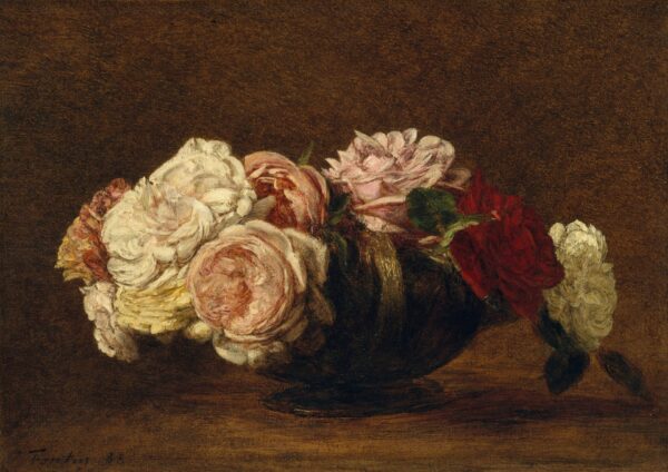 Roses in a Bowl - by Henri Fantin-Latour