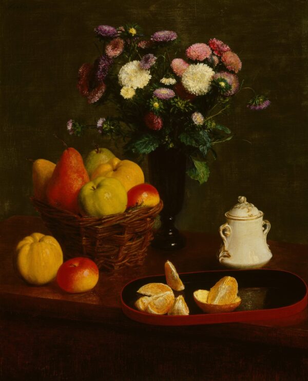 Flowers and fruit - by Henri Fantin-Latour