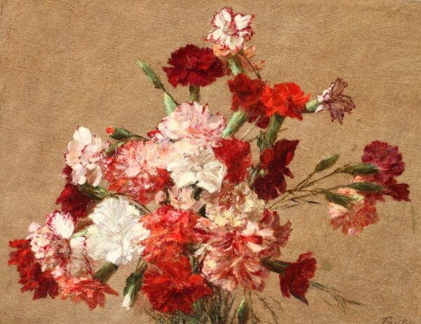 Carnations without Vase - by Henri Fantin-Latour