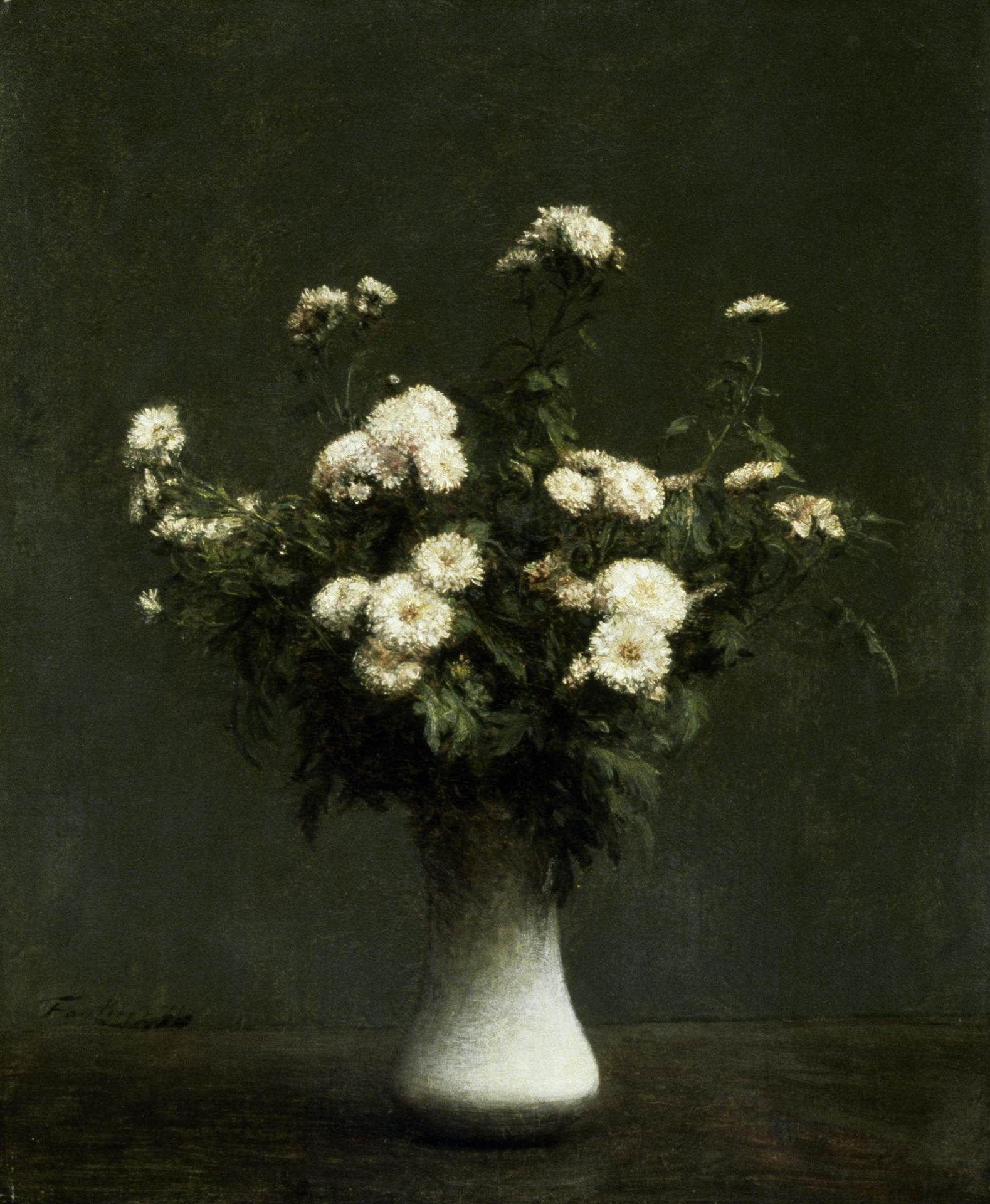 Vase of Chrysanthemums - by Henri Fantin-Latour