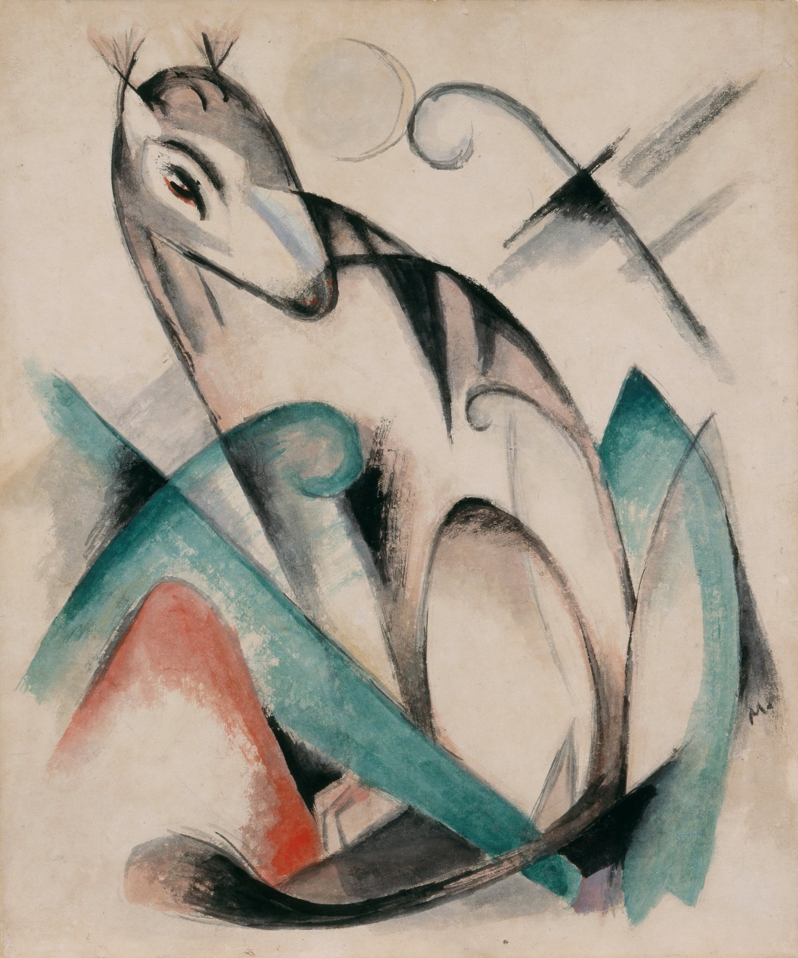 Seated Imaginary Animal - by Franz Marc