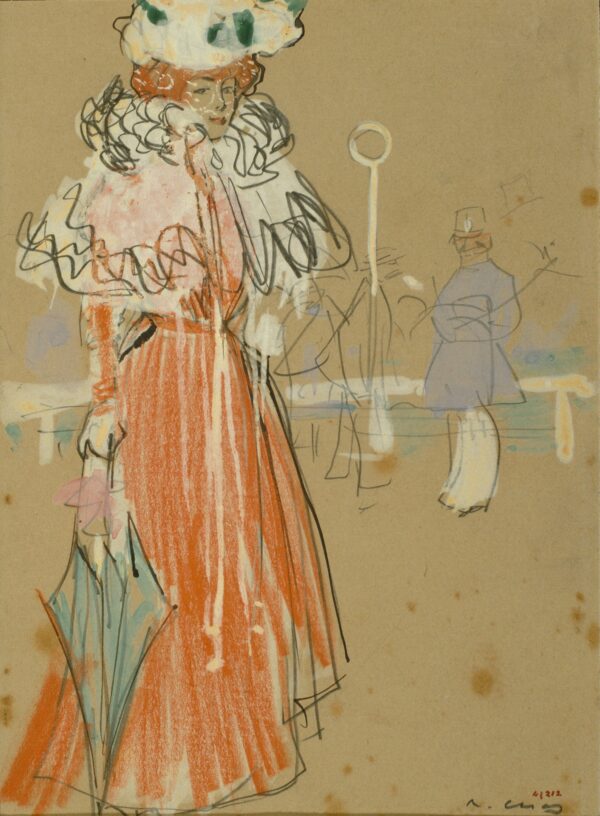 Female Figure in Red - by Ramon Casas