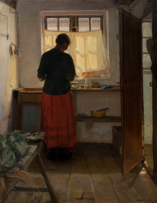 The maid in the kitchen - by Anna Ancher