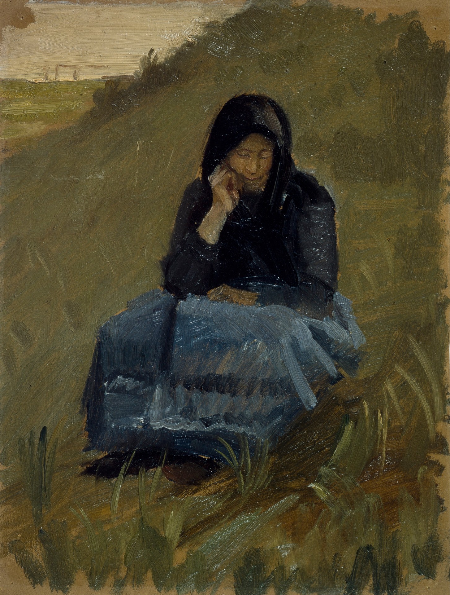 A Field Sermon. Figure Study - by Anna Ancher