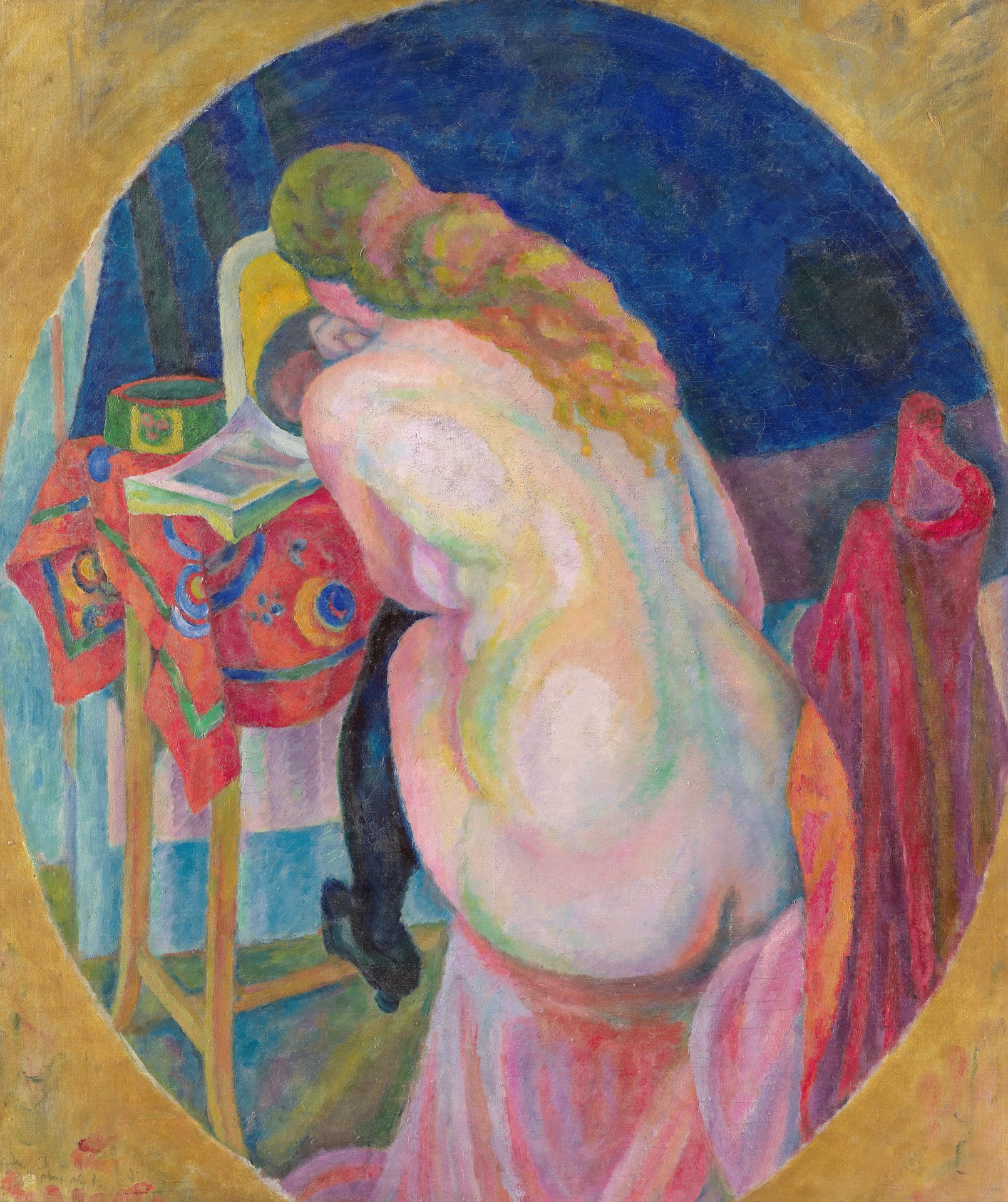 Nude woman reading - by Robert Delaunay