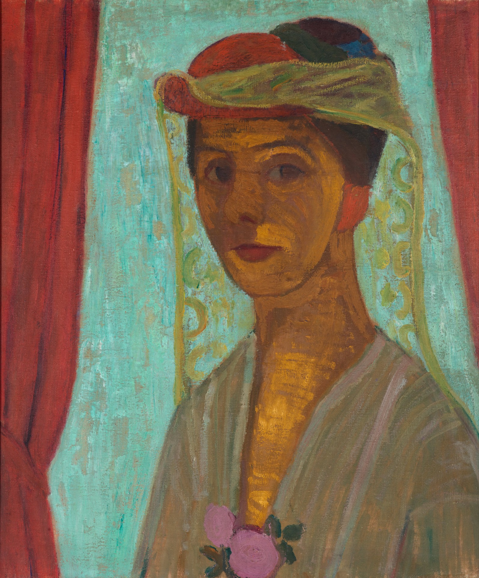 Self-portrait with hat and veil - by Paula Modersohn-Becker