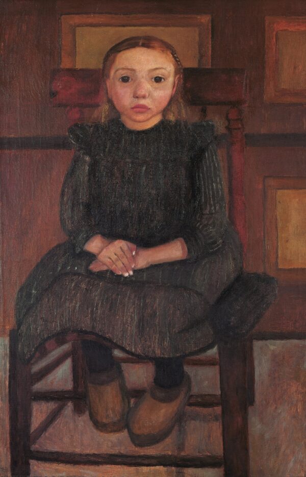 Child of a Farmer from Worpswede Sitting on a Chair - by Paula Modersohn-Becker