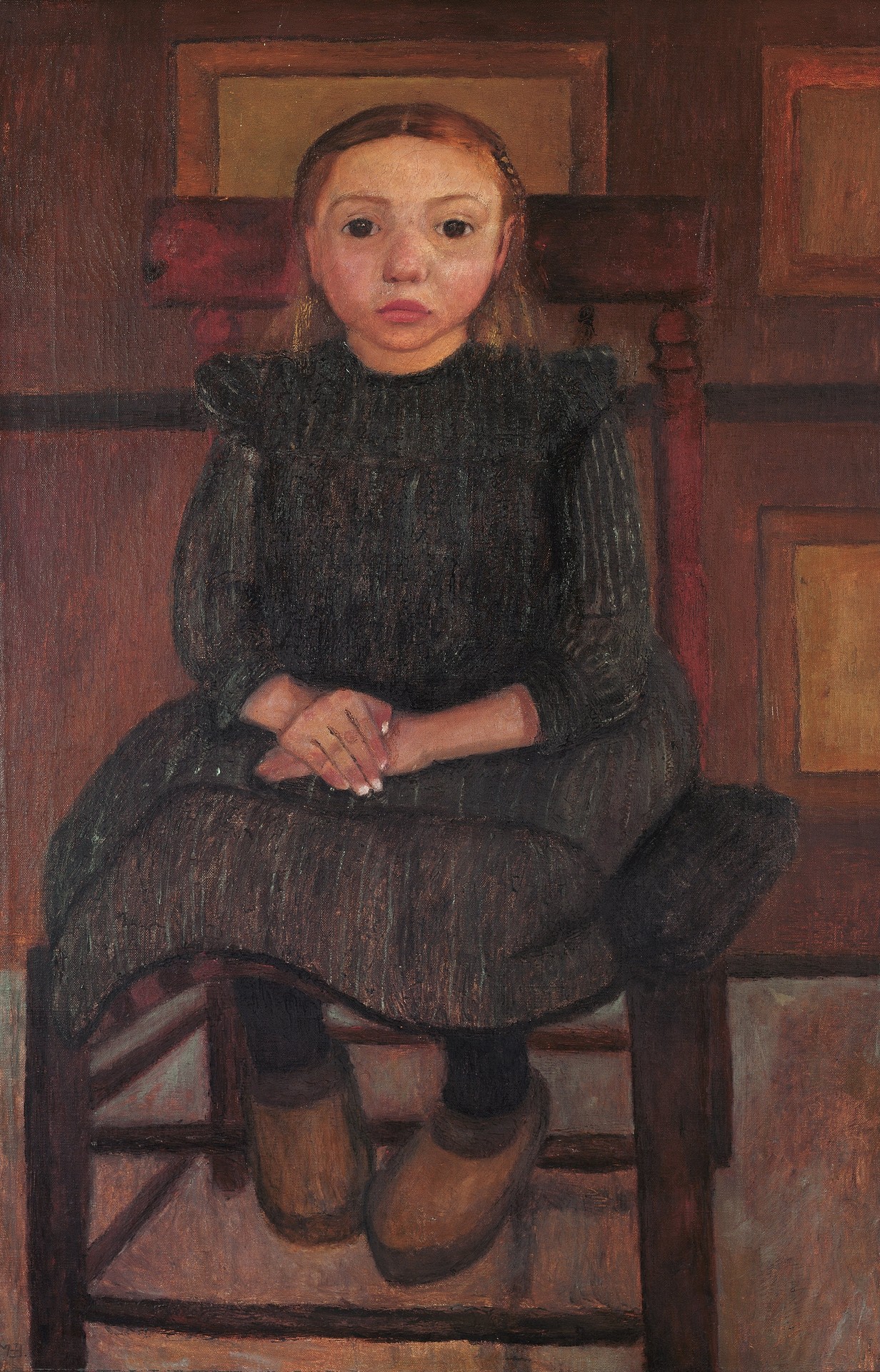 Child of a Farmer from Worpswede Sitting on a Chair - by Paula Modersohn-Becker