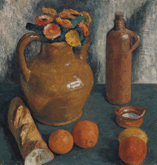 Still life with pitcher and bottle - by Paula Modersohn-Becker