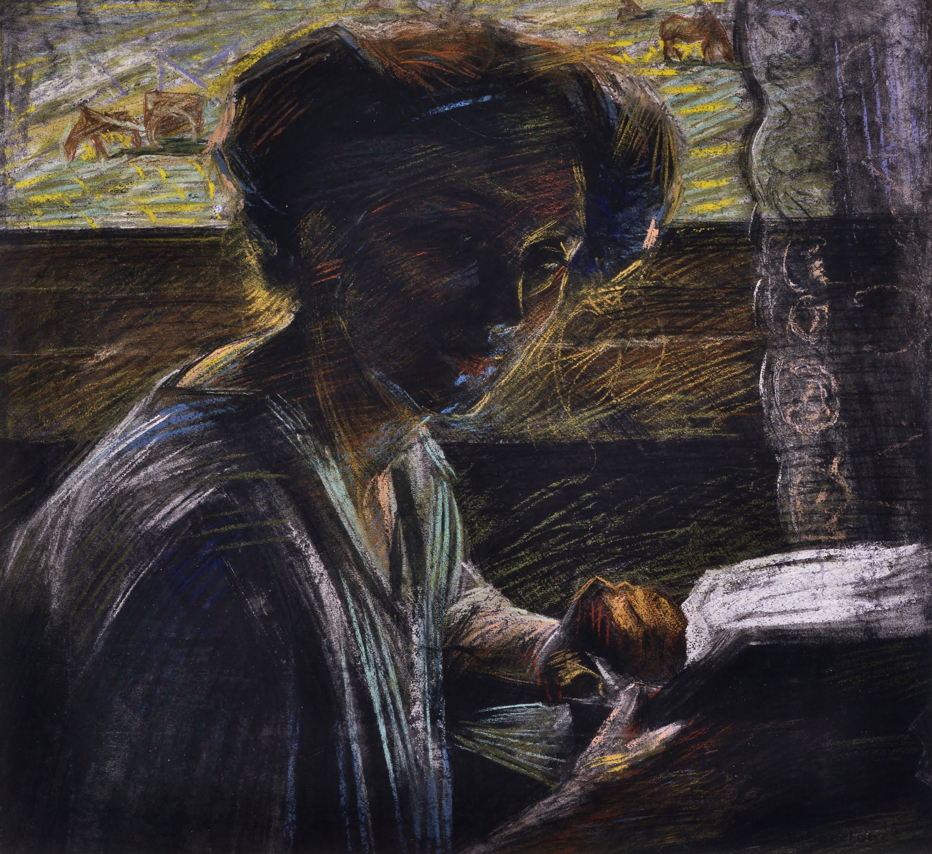 Portrait of the Artist’s Sister Reading - by Umberto Boccioni