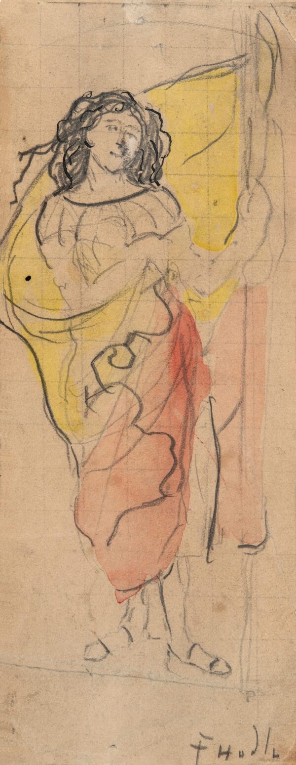 Female figure with the flag - Ferdinand Hodler