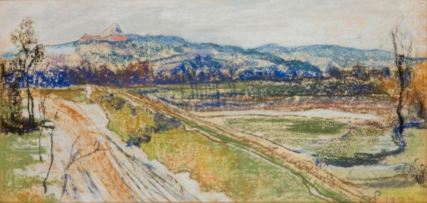A View of Kościuszko Mound from a Window. A Gloomy Day - by Stanisław Wyspiański