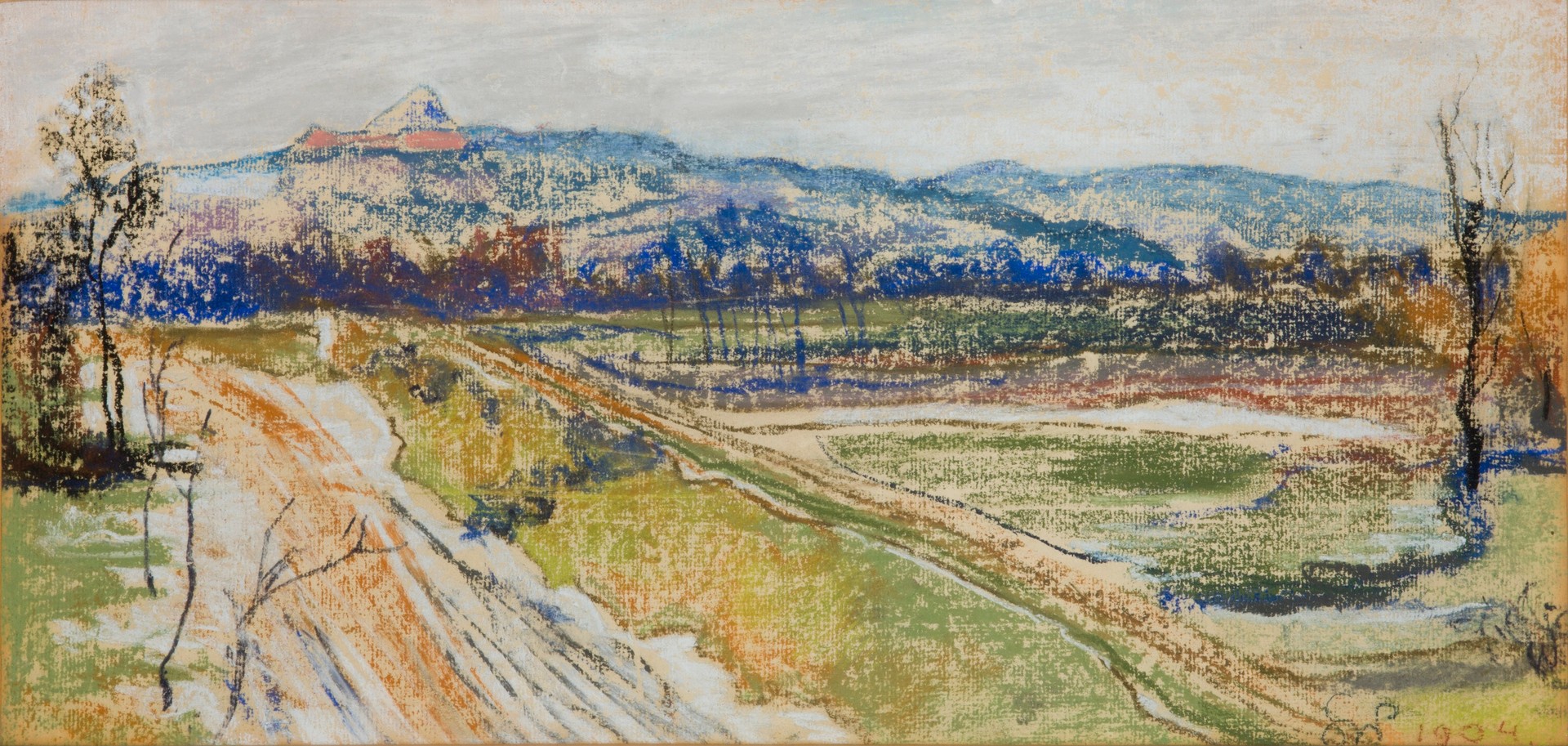 A View of Kościuszko Mound from a Window. A Gloomy Day - by Stanisław Wyspiański