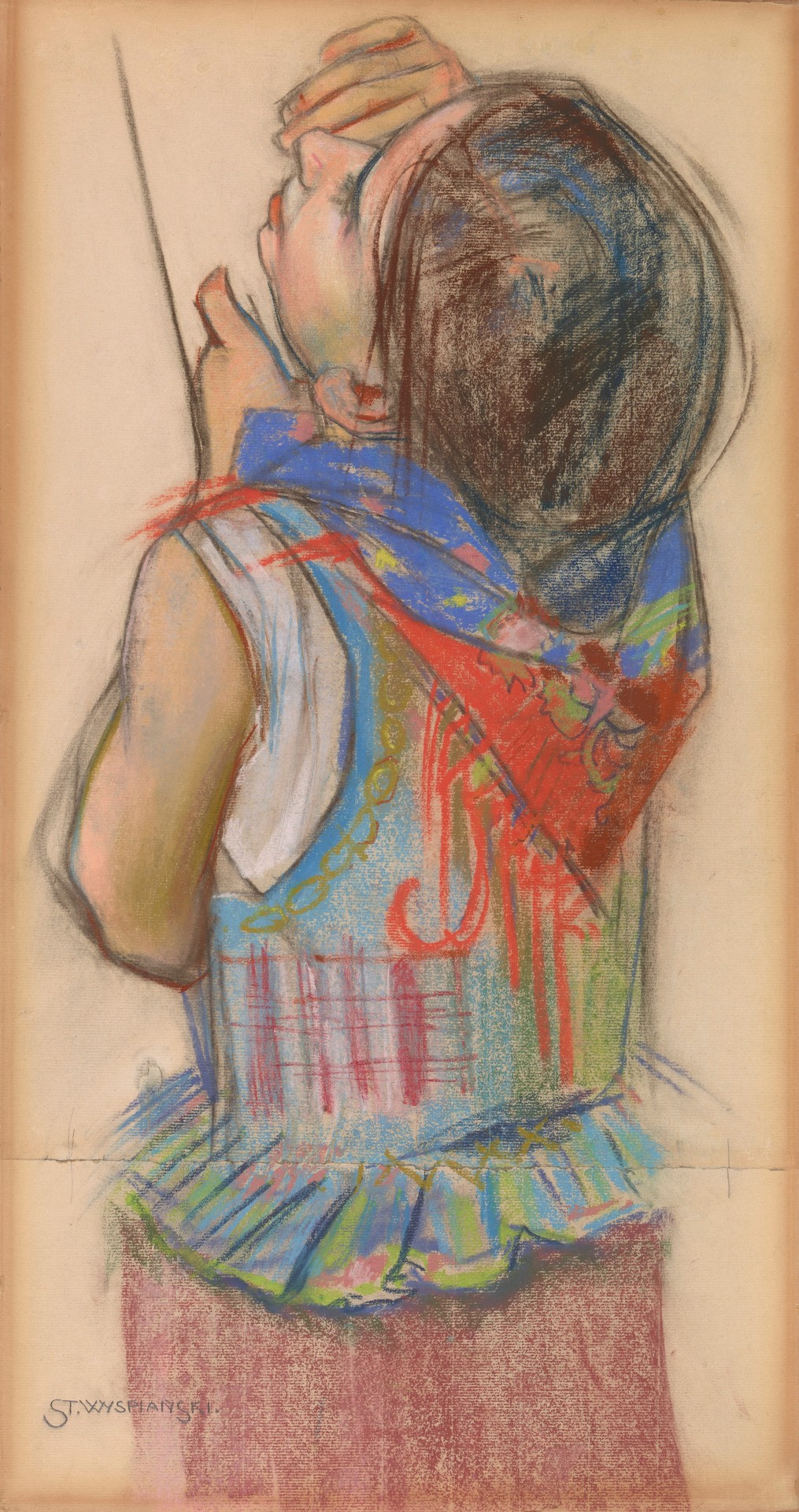 A Girl of Krakow. Study for the Stained Glass Window for the Cathedral in Lviv - by Stanisław Wyspiański