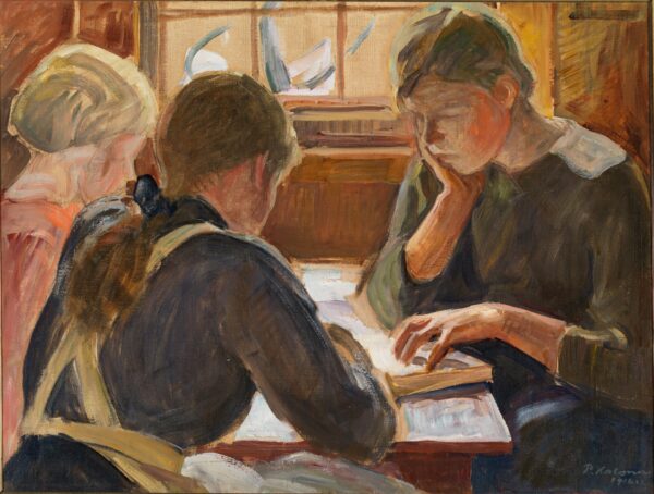 Children Reading - by Pekka Halonen