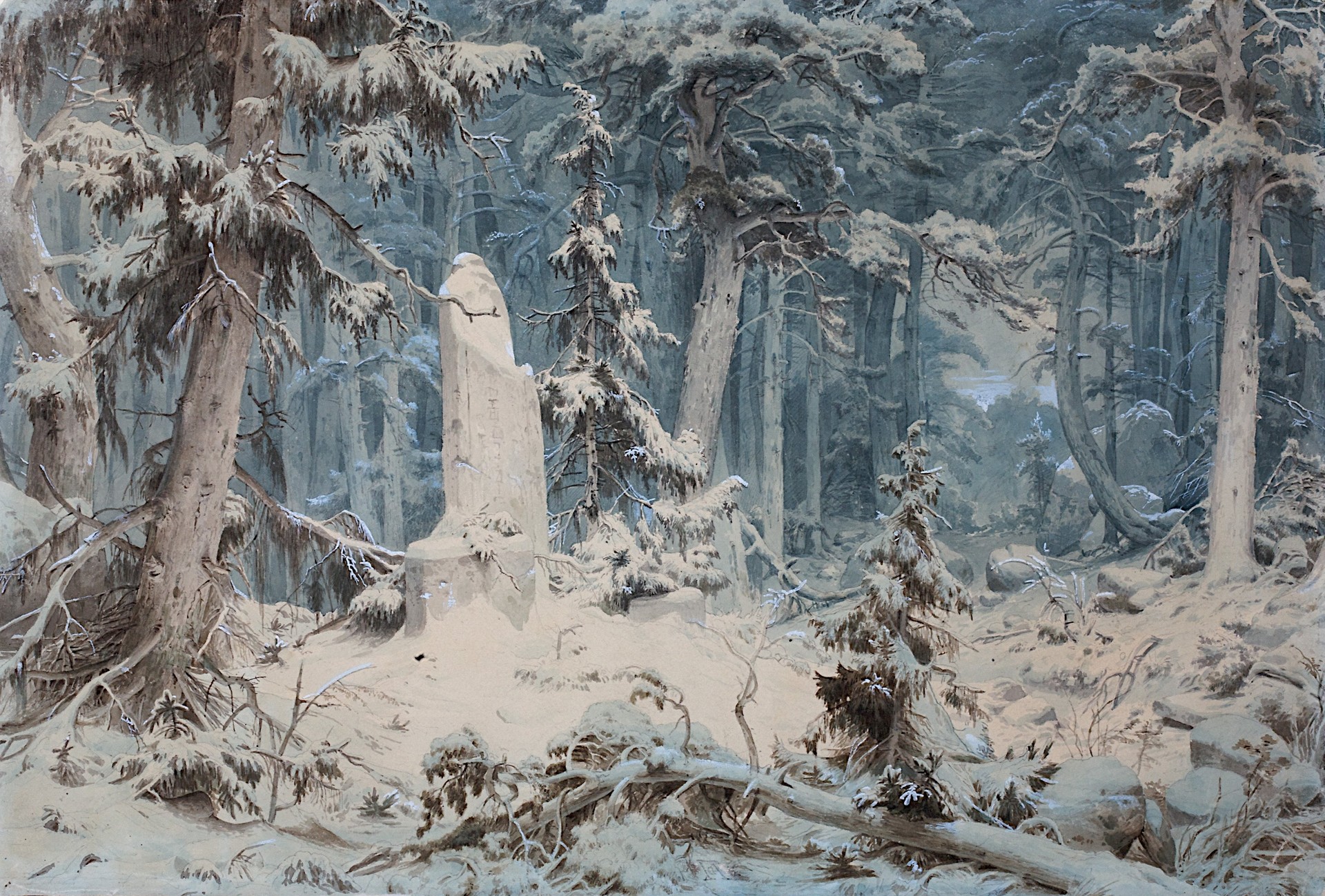 Snowy Forest - by Andreas Achenbach