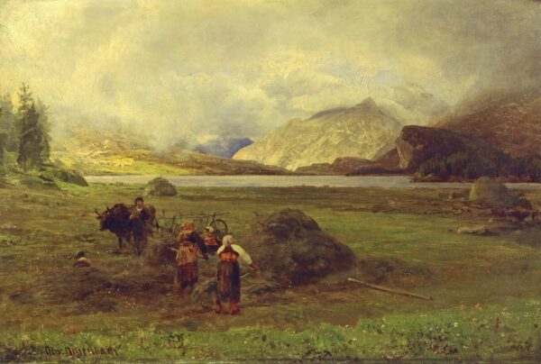 At the Hay Harvest - by Oswald Achenbach