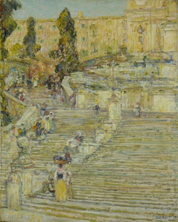 The Spanish Stairs, Rome - by Childe Hassam