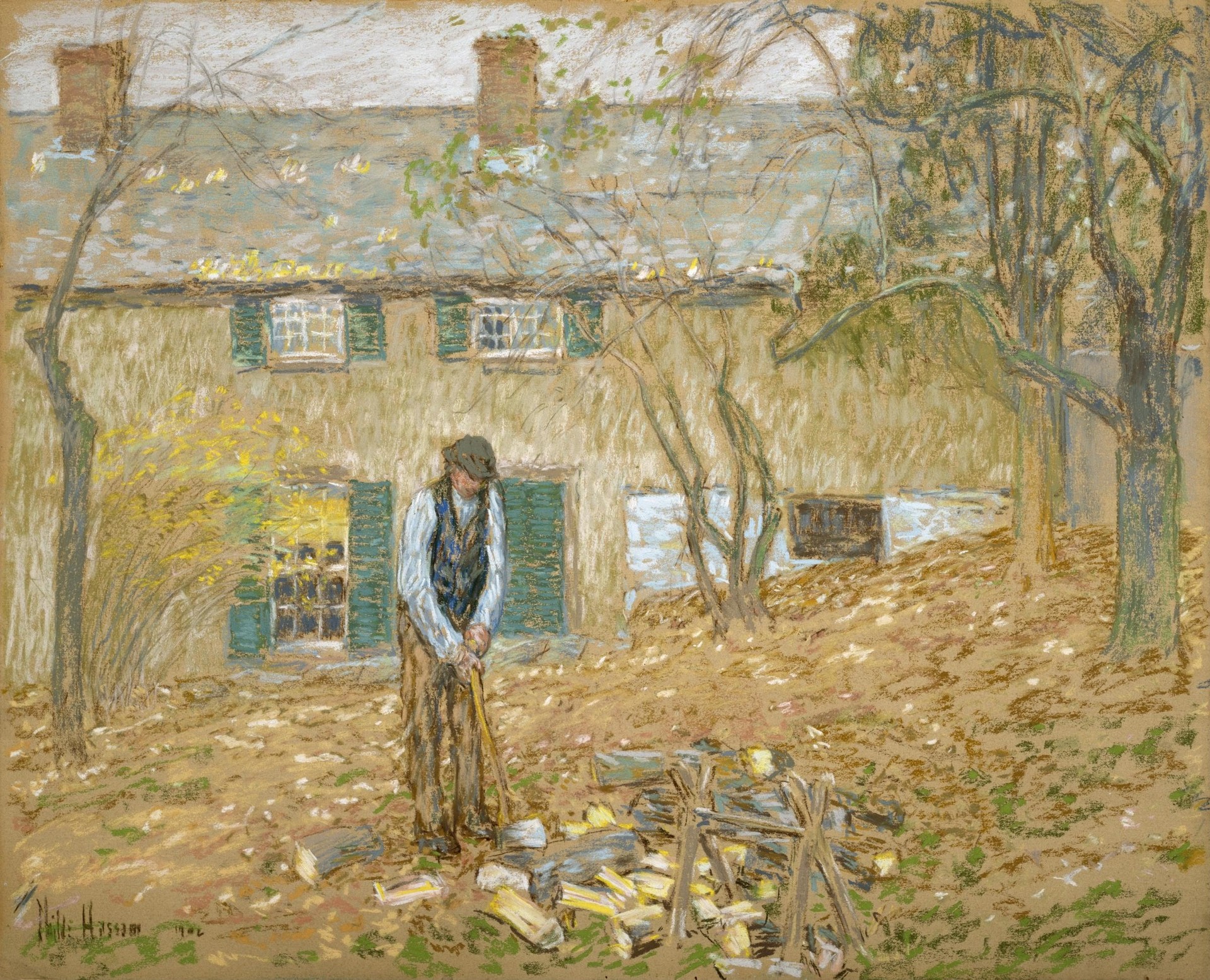 Woodchopper - by Childe Hassam