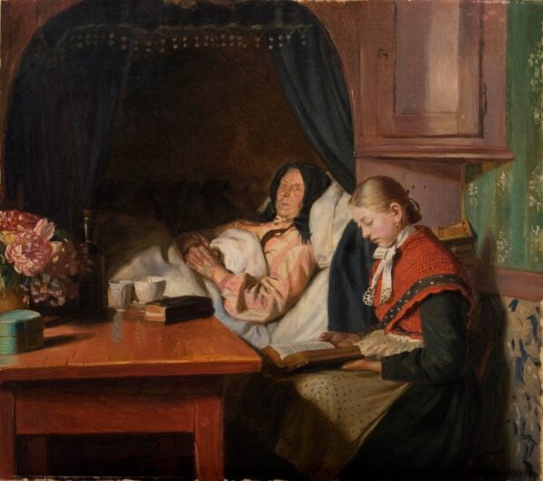 By a Sickbed - by Michael Ancher