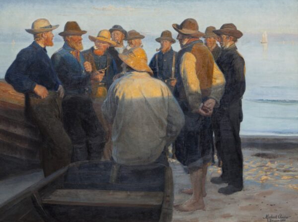 Fishermen on the Beach on a Peaceful Summer's Night - by Michael Ancher