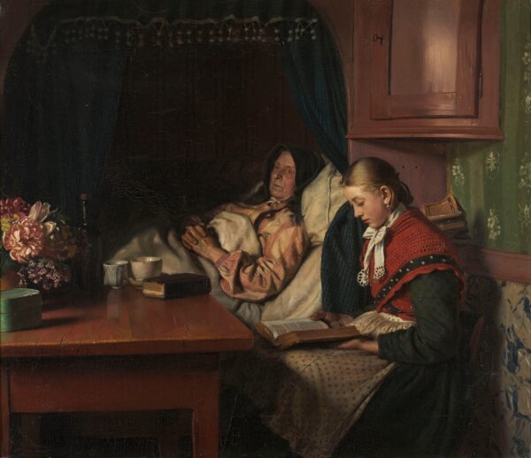 By Grandmother’s Sickbed - by Michael Ancher