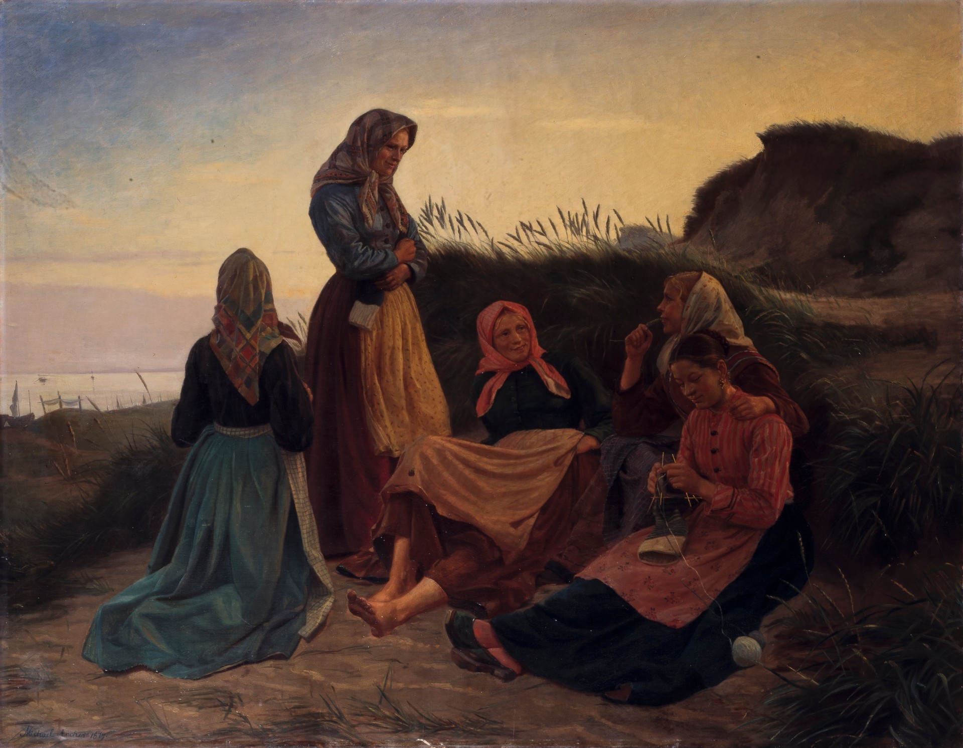 Girls Gossiping on a Hill. Summer Evening. Skagen - by Michael Ancher