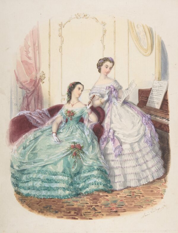 Fashion Study: Two Women in Evening Dress - Adele-Anaïs Colin Toudouze