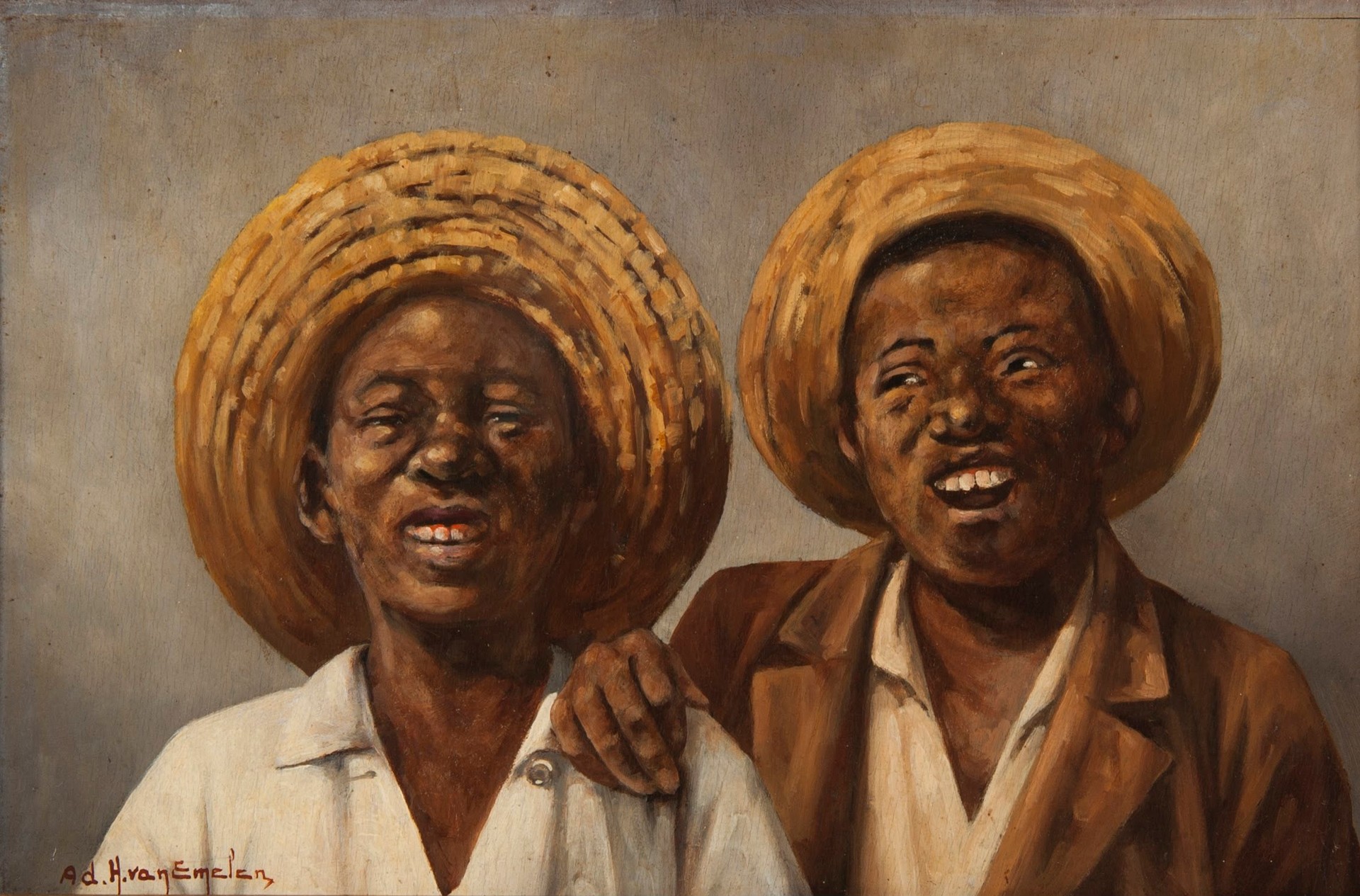 Dois Negrinhos com Chapéu - by Adrien Henri Vital van Emelen