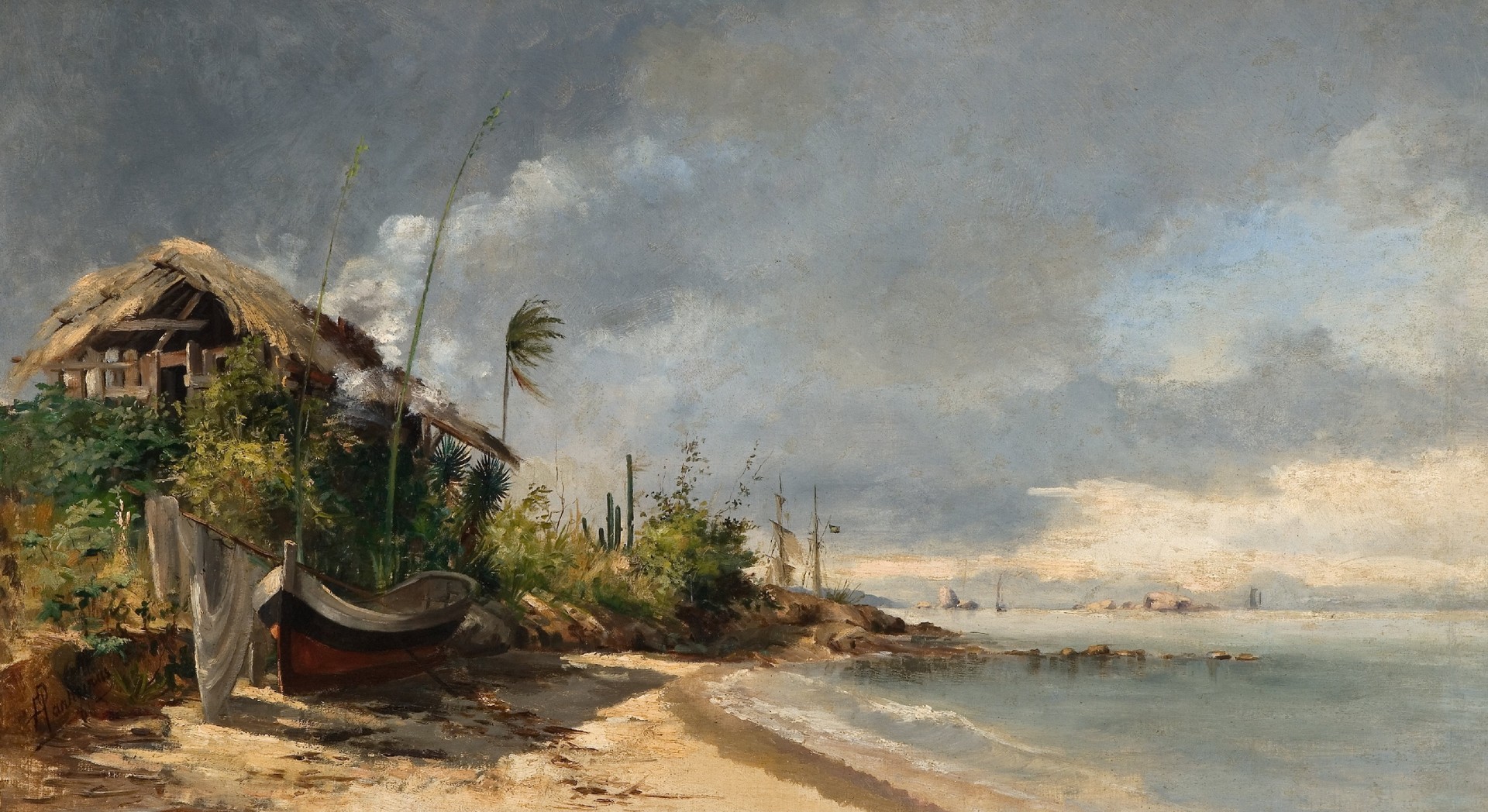 A View of the Beach, São Domingos, Niterói, RJ - by Antônio Parreiras