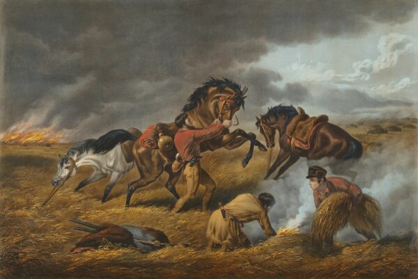 Life on the Prairie. The Trapper's Defence (sic) "Fire Fight Fire". - by Arthur Fitzwilliam Tait