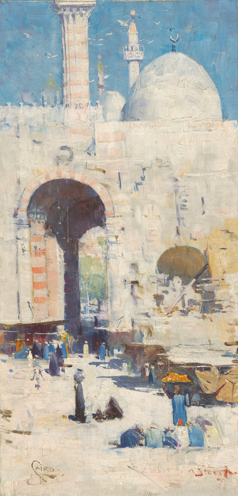 Cairo street (or Mosque, Sultan Hassan) - by Arthur Streeton