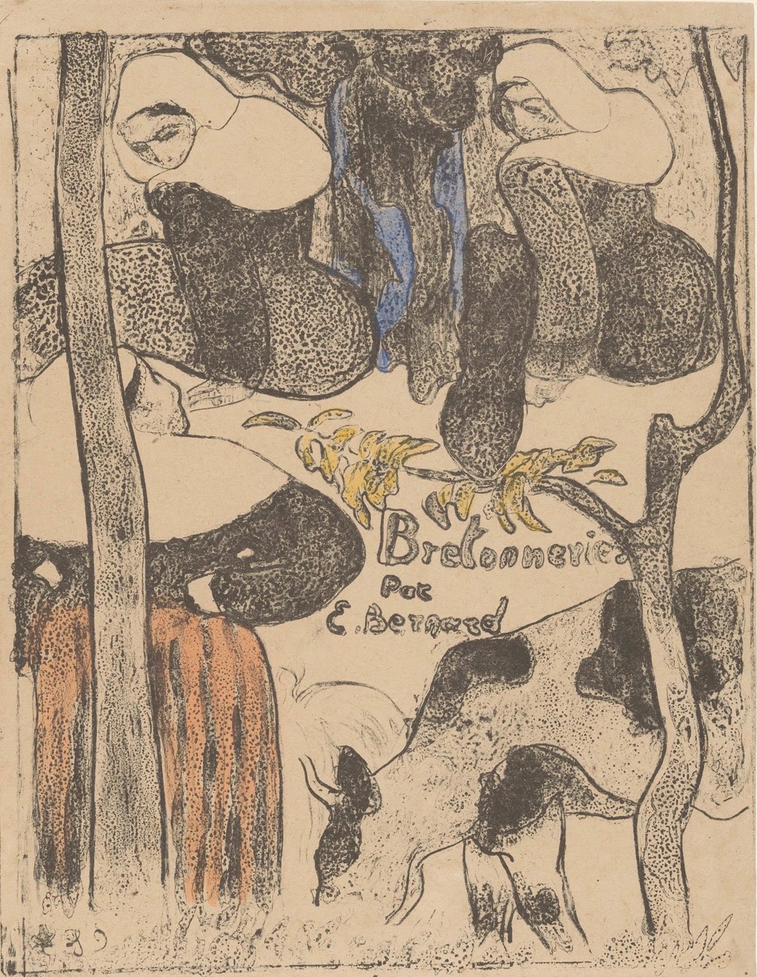 Drie Bretonse Vrouwen en Koeien - by Émile Bernard