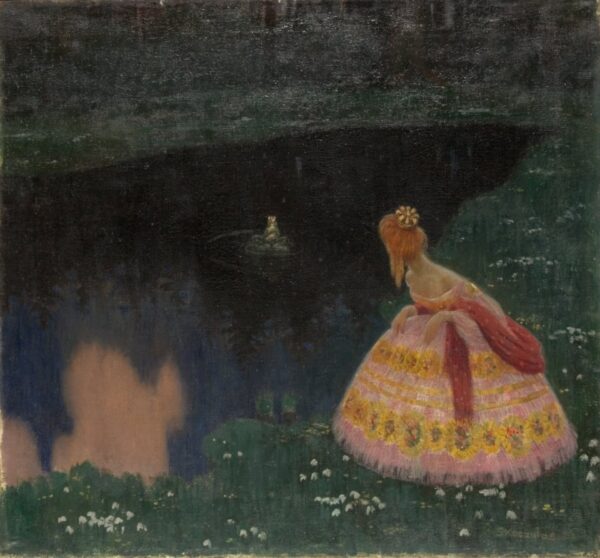 Fairy tale / Fairy tale about the princess and prince frog / Princess with a frog - Władysław Skoczylas